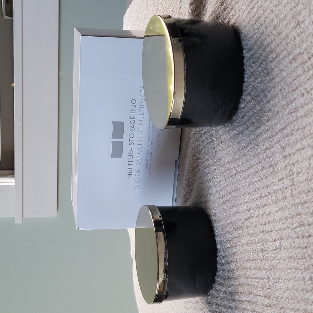 ZGallerie Glossy black Ceramic storage containers with gold lids